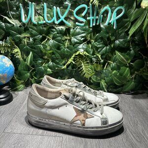 Golden Goose Hi Star/ Low Glitter Star/Silver metallic Camo Women Size 39